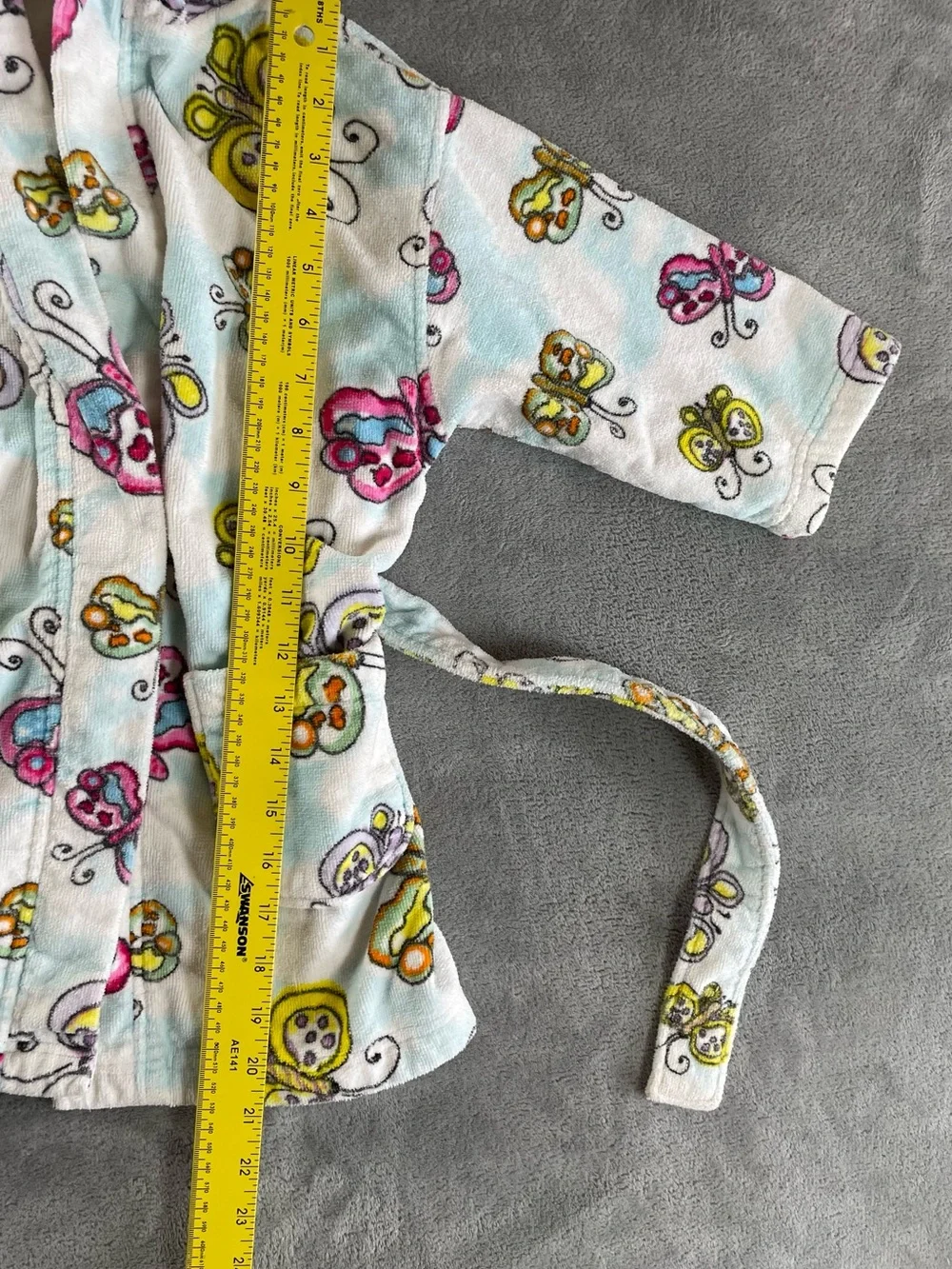 Girls Butterflies Robe Cover Up Bathrobe Kids Girls Size Medium 100% Cotton